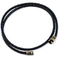 Lobo Verde Handmade Double Wrap Braided Leather Bracelet with Magnetic Copper Clasp