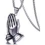 Fusamk Fashion Stainless Steel Prayer of Hand Pendant Necklace,24'' Link Chain Fusamk Fashion Stainless Steel Prayer of Hand Pendant Necklace,24'' Link Chain