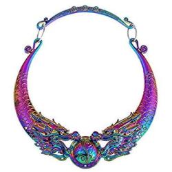 GRACE JUN Vintage Exaggerated Ethnic Carved Chunky Collar Choker Necklace Costume Jewelry