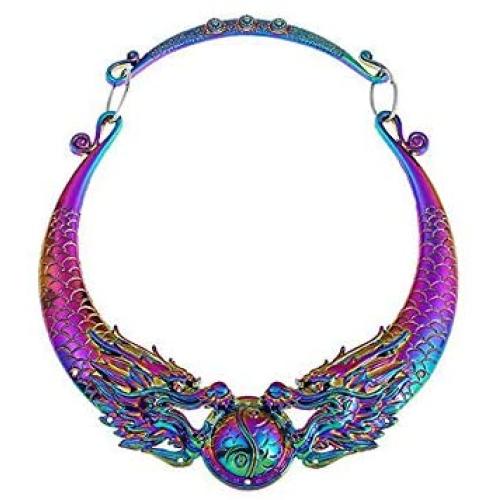 GRACE JUN Vintage Exaggerated Ethnic Carved Chunky Collar Choker Necklace Costume Jewelry