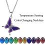 Temperature Sensing Color Changing Butterfly Necklace Colorful Transfer Womens Fashion Pendant Necklaces Stainless Steel Jewelry as Birthday for Women Girls