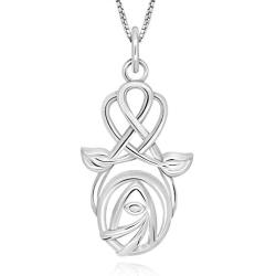 NARADA Jewelry 925 Sterling Silver Charles Rennie Mackintosh Rose Flower Pendant Necklace 18'' for Woman, Teen