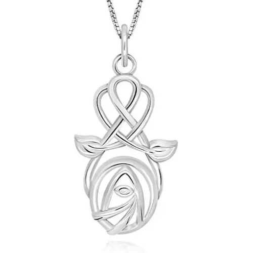 NARADA Jewelry 925 Sterling Silver Charles Rennie Mackintosh Rose Flower Pendant Necklace 18'' for Woman, Teen