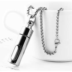 HZMAN Stainless Steel Glass Container Tube Urn Keepsake Cremation Ashes Memorial Pendant Necklace