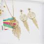 Elegant Tassel Rhinestone Dangle Hoop Earrings Necklace Golden circle Shape Tassel Dangle Earrings Necklace Set for Women Girls Friendship Anniversary Valentines Day Exquisite Jewelry Set