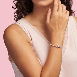 PANDORA Jewelry Moments Heart Clasp Snake Chain Rose Bracelet