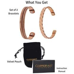 Copper Bracelets for Arthritis - for Men and Women 100% Copper with Therapy Magnets - Effective and Natural Relief for Joint Pain and Arthritis - Set of 2(Twisted with Inlay)