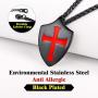 Richsteel Medieval Knights Templar Seal Medallion Saint-Omer Pewter/Cross Shield Necklace for Men Women Stainless Steel/18K Gold Plated/Black Amulet Jewelry(Send Gift Box)