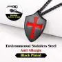 Richsteel Medieval Knights Templar Seal Medallion Saint-Omer Pewter/Cross Shield Necklace for Men Women Stainless Steel/18K Gold Plated/Black Amulet Jewelry(Send Gift Box)