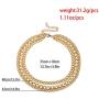 Vintage Style Gold Silver Thick Chunky Chain Layered Necklaces Choker Hollow Out Round Circle Inlaid Crystal Pendant Necklaces for Women Girls Elegant Jewelry