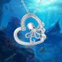 JUSTKIDSTOY Octopus Necklace for Women Girls 925 Sterling Silver Heart Pendant Octopus Jewelry for Sea Lover Birthday