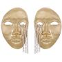 Winssi Human Face Earrings with Chain Tassel Boho Abstract Face Necklace for Women Girls