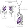 Aurora Tears Flower Necklace Earrings Sets Women 925 Sterling Silver Rose/Tulip/Catus Jewelry Birthday Dating Gift