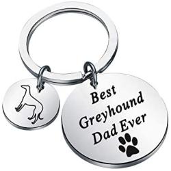 PENQI Greyhound Owner Keychain Best Greyhound Dad Ever Keychain Greyhound Dog Lover Jewelry Animal Adoption Rescue Gift for Pet Lover Dog Owner