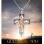 Step Forward Sterling Silver Cross Necklace for Women, Silver Rose Flower Cross Necklaces Jewelry for Girls and Friends and Mom Step Forward Sterling Silver Cross Necklace for Women, Silver Rose Flower Cross Necklaces Jewelry for Girls and Friends and Mom