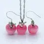 Uloveido Apple Necklace and Earrings Set for Women Girls Cute Apple Jewelry Set for Teacher Mom YL007