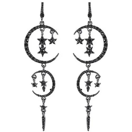 MINIDUO Moon and Star Drop Earrings Exaggerated Fashion Long Drop Dangle Stud Drop Earrings for Women Girls MINIDUO Moon and Star Drop Earrings Exaggerated Fashion Long Drop Dangle Stud Drop Earrings for Women Girls