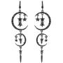 MINIDUO Moon and Star Drop Earrings Exaggerated Fashion Long Drop Dangle Stud Drop Earrings for Women Girls