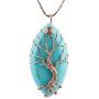SUNYIK Oval Stone Tree of Life Necklace,HandmadeHealing Crystal Wire Wrapped Pendant Jewelry for Unisex