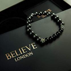 Believe London Hematite Magnetic Therapy Bracelet with Jewelry Bag & Meaning Card | Strong Elastic | Precious Natural Stones Healing