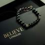 Believe London Hematite Magnetic Therapy Bracelet with Jewelry Bag & Meaning Card | Strong Elastic | Precious Natural Stones Healing