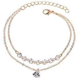 Shanzeh Gold Chain Wave Style and Crystal stones Bracelet for Girls and Women with adjustable size [ATYA 1045]