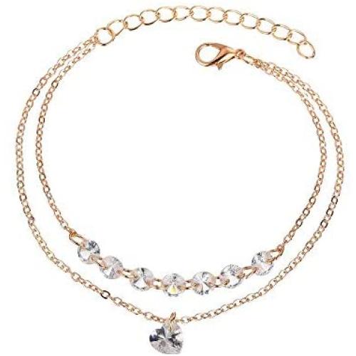 Shanzeh Gold Chain Wave Style and Crystal stones Bracelet for Girls and Women with adjustable size [ATYA 1045]
