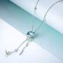 AOBOCO Y Necklace Sterling Silver Lariat Necklace with Swarovski Crystal,Fine Jewelry Gift for Women Girls