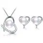 Freshwater Cultured Genuine Pearls Jewelry Set With Heart Shaped Necklace & Earrings By DIAMOVI - 925 Sterling Silver - AAA Grade Zircon-Stunning Wedding Bridal Jewelry – (White) Freshwater Cultured Genuine Pearls Jewelry Set With Heart Shaped Necklace & Earrings By DIAMOVI - 925 Sterling Silver - AAA Grade Zircon-Stunning Wedding Bridal Jewelry – (White)
