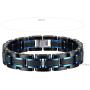Holizaly Mens Stainless Steel Two Tone Square Link Bracelet, Black and Blue Ion Plated Black