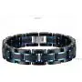 Holizaly Mens Stainless Steel Two Tone Square Link Bracelet, Black and Blue Ion Plated Black Holizaly Mens Stainless Steel Two Tone Square Link Bracelet, Black and Blue Ion Plated Black