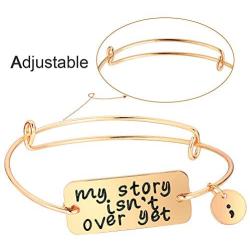 Tatuo 2 Pieces Valentines Bracelets Expandable Bangle Jewelry for Valentines Day Couples Gift Supplies, Gold Color