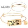 Tatuo 2 Pieces Valentines Bracelets Expandable Bangle Jewelry for Valentines Day Couples Gift Supplies, Gold Color