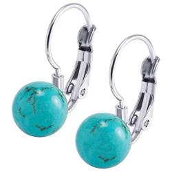 555Jewelry Womens Stainless Steel Bead Ball Round Dangle Drop Leverback Earrings