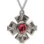 Medallion with Red Stone Medieval Renaissance Silver Finish Pendant Necklace Medallion with Red Stone Medieval Renaissance Silver Finish Pendant Necklace
