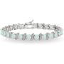 Sterling Silver Genuine, Created or Simulated Gemstone Oval and S Tennis Bracelet