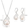 OUFO Crystal Silver Plated Faux Pearl Jewelry Set for Women Necklace and Earrings Pendant Necklaces Sets for Wedding Gifts