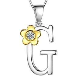 Aurora Tears 925 Sterling Silver Initial 26 Letter Necklace Women Crystal A-Z Alphabet Name Pendant Birthday Jewelry