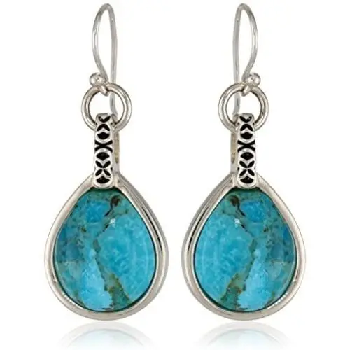 Barse Silhouette Sterling Silver Turquoise-Drop Earrings Barse Silhouette Sterling Silver Turquoise-Drop Earrings