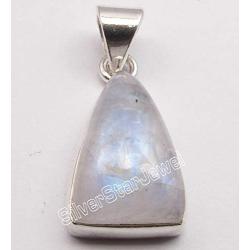 SilverStarJewel Blue Rainbow Moonstone Pendant 2.8 cm Solid Sterling Silver Made In India