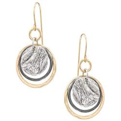 Graduated Circles 925 Sterling Silver and 14k Gold Filled Multi Hoops Dangle Earrings