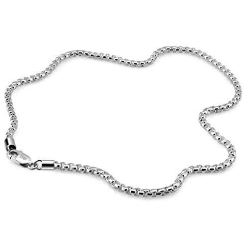 Dankadi Charm Jewelry Womens Original 925 Silver Necklace Minimalist 3MM Box Chain Unisex Chokers Necklaces Accessories Lobster Claw Clasp