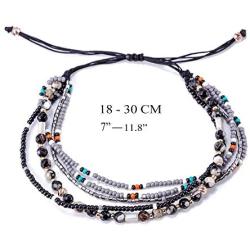 TOMLEE Multilayers Hand-Woven Colorful Beaded Chain Wrap Bracelet Adjustable Handmade String Braided Stretch Knot Crystal Beads Bracelets