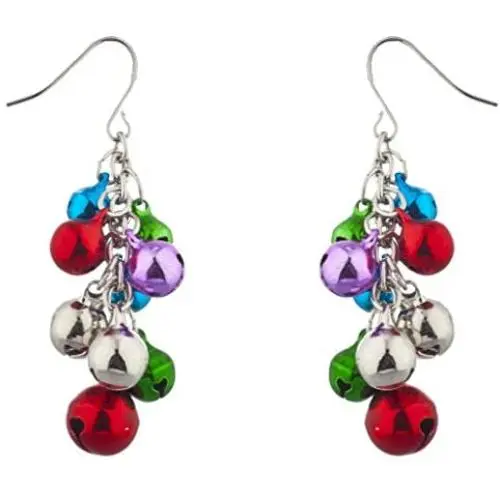 Lux Accessories Silver Tone Christmas X-Mas Jingle Bells Chandelier Earrings Lux Accessories Silver Tone Christmas X-Mas Jingle Bells Chandelier Earrings
