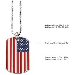 Kings&Pauper 2pcs American Flag USA Patriot Necklace Pendant Jewelry Army Card Stainless Steel Dog Tags 28