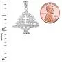 Fine Sterling Silver Lebanese Cedar Tree with Cut-Out Cross Pendant Necklace Fine Sterling Silver Lebanese Cedar Tree with Cut-Out Cross Pendant Necklace