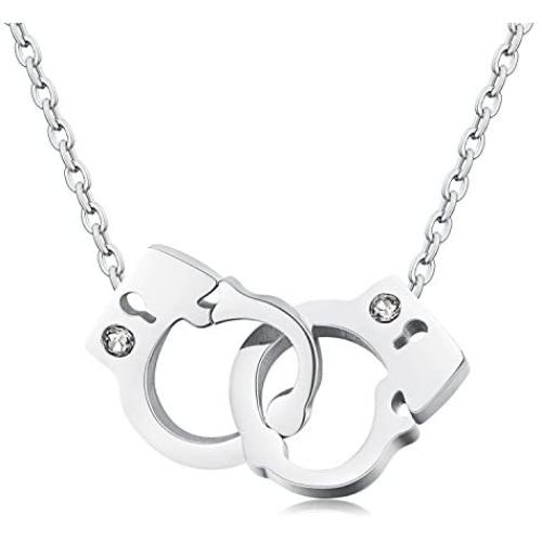 Devildom Women Jewelry Inlaid Crystal Girls Chain Rose Gold Plated Lock Pendant Necklace Friendship Jewelry