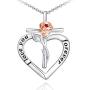 Distance Rose Heart Necklace for Women 925 Sterling Sliver I Love You Forever Rose Flower Jewelry for Girlfriend Wife Mom Daughter Girls