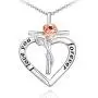 Distance Rose Heart Necklace for Women 925 Sterling Sliver I Love You Forever Rose Flower Jewelry for Girlfriend Wife Mom Daughter Girls