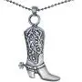 Western Jewelry Cowboy Boots Cowgirl boot Country Texas Amulet Charm Silver pewter Mens Womens Unisex pendant necklace for men w Silver Ball Chain